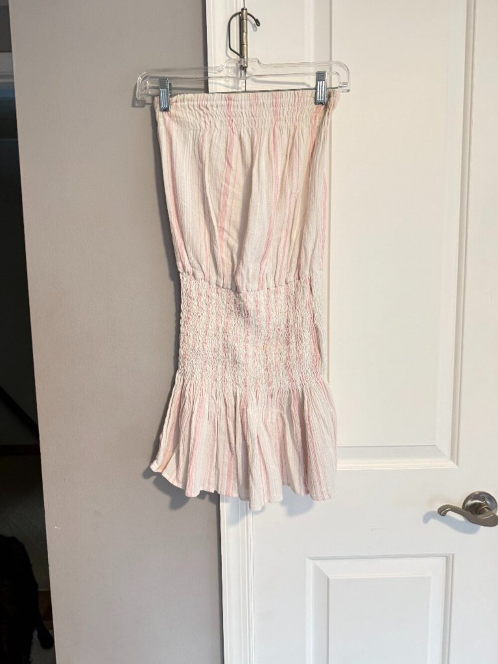 A Blue Life (Made in Sunny California) strapless smocked mini dress